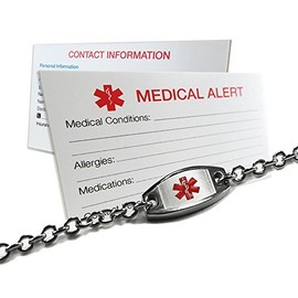 My Identity Doctor - Engraved Latex Allergy Small and Light Medical Alert Bracelet, Stainless Steel, ID Card Included
