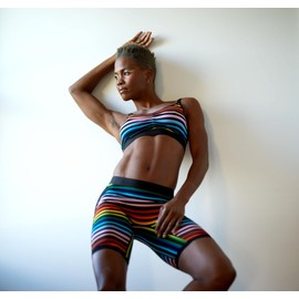 TomboyX V-Neck Bralette, Cotton Bra for Women, Adjustable Straps Wireless No-Padding Low-Impact, Medium/Progress Pride Stripes