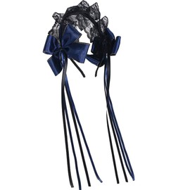 Angelicate Lolita Headband Cosplay Black Red Navy Black Red Blue Costume Halloween Gothic Lolita Lace Ribbon, navy