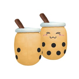 WONDDLER 19.6" Kawaii Boba Tea Plushies Stuffed Animal, Ultra Soft Cute Pusheen Milk Tea Cup Plush Pillow Toy for Kids Room Decor, Buddy Gift, Birthday, Easter Coffe Squishy (Tan Closed Eyes)