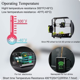 HIKIYEAT Heat Resistant Double Sided Tape,468MP Double Sided Adhesive Transfer Tape Sheets 8.66x8.66 Inch,Clear Thin Waterproof, for PEI Sheet, Nameplate,Indoor and Outdoor use(5-Pack)