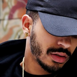 Wolf Head Earrings, Viking Style Norse Fenrir Gold Stud Earring, Stainless Steel Nordic Amulet Ear Gifts for Mothers Day Valentines Day