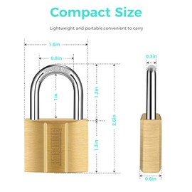 KAWAHA 81/40-1P Brass Padlock (Waterproof Solid Brass Lock) Shed Storage Unit School Gym Fence Tool Box Hasp Storage - 40mm x 1