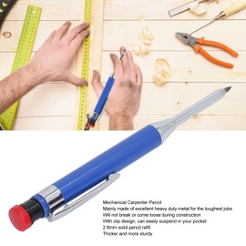 Construction Pencil, Heavy Duty Carpenter's Pencil, Solid Replacement with Woodworking Clamp (Blue)
