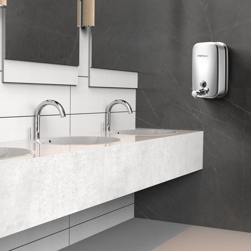 interhasa! Wall Mounted Soap Dispenser, Stainless Steel Soap Dispenser, Wall