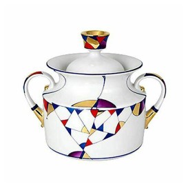 World Faith Lomonosov Porcelain 'Kaleidoscope' Sugar Bowl 5-1/2"