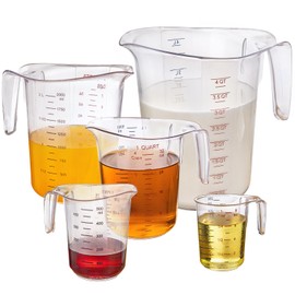 Unbreakable Plastic Measuring Cups (5-Piece Set), Food-Grade Measuring Jugs, 1/2/4/8/16-Cup Capacity, Stackable and Dishwasher-Safe, Great for Oil, Vinegar, Flour, More