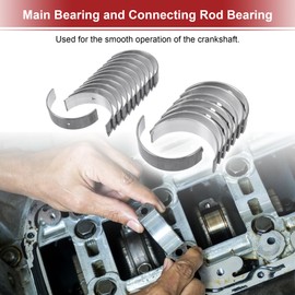 X AUTOHAUX Main Bearing and Connecting Rod Bearing Kit No.1107162022/1304162030 for Toyota Tundra 2000-2004 Engine Crankshaft Rod Bearing Metal Silver Tone 20Pcs