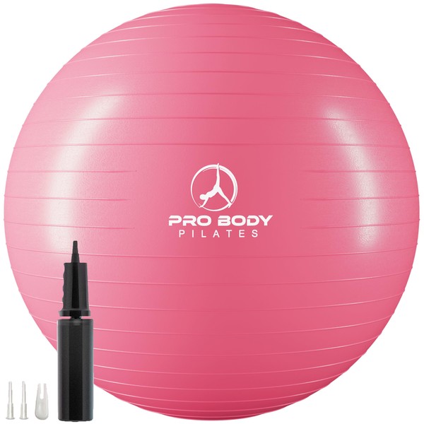 ProBody Pilates Ball Exercise Ball Yoga Ball, Multiple Sizes Stability Ball Chair, Gym Grade Birthing Ball for Pregnancy, Fitness, Balance, Workout and Physical Therapy (Pink, 45 cm)