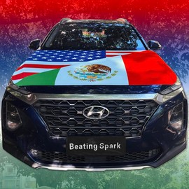 American Mexican Flag for Car Hood Cover 4X5Ft for World Cup,American Mexican Car Window Flags 11x19 in,Triangle Fasteners,Car Bonnet,Parade,Mexico - US MEX: AM flags for Car Window (two in a pair)