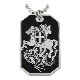 Knights Templar St. George Slaying Dragon Dog Tag Masonic Necklace