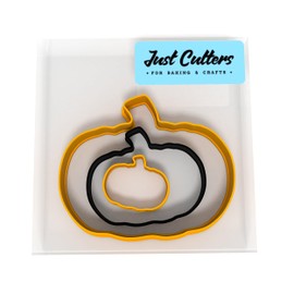 JUST CUTTERS Pumpkin Shape Cutters | Set of 3 Plastic Cutters for Baking, Fondant, Clay, Pastry, Icing, Jewellery (3/5/8CM)