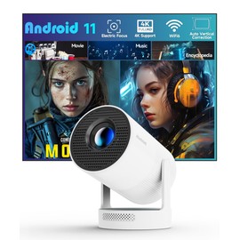 【Electric Focus】Mini Projector with WiFi 6 and Bluetooth 5.4, Smart Portable Projector 4k Support, 5W Soundbase Speaker, Auto Keystone 180° Rotation, Home Outdoor Movie Proyector HY300Ultra