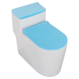 timecity Toilet Lid Cover Toilet Tank Cover Stretch Velvet Bathroom Toilet Lid Seat Cover Set Washable Soft Toilet Protector Cover,Fits Most Toilet Tanks Lid, Blue