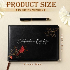 Yingzhao Memorial Funeral Guest Book with Pen 144 Pages Cardinal Funeral Guest Sign in Book for Memorial Service Celebration of Life Party Supplies in Loving Memory(Celebration of Life)