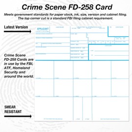 Crime Scene Fingerprint Cards, Applicant FD-258 (Pack of 50)