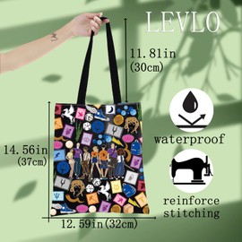 LEVLO Percy & Annabeth Tote Bag Percy Medusa & Zeus Fans Gift Percy Camp Half Blood Shoulder Bag Percy Merch, Percy Black Tote