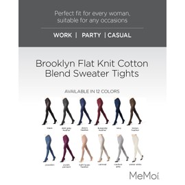 MeMoi Cotton Sweater Flat Knit Tights, Large / X-Large, Lt Taupe Heather