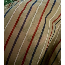 Cranston VTG  Semi Sheer Red White & Blue Stripes on Beige Organdy BTHY