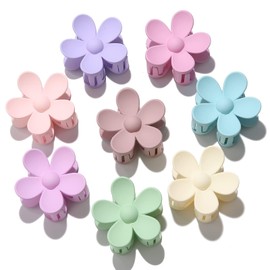 8 PCS Flower Claw Clips, Flower Hair Clips for Women & Girls, Strong Hold Hair Clips for Thick Long Hair, No Slip Summer Cute Claw Clips, Big Hair Clips Durable, Floral Hair Accessories with Cherry Blossom Color