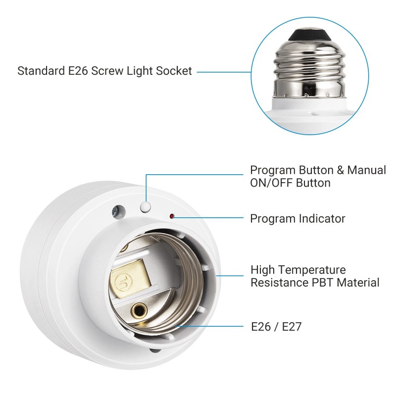DEWENWILS Remote Control Light Socket, Mounted Wireless Light Switch 100FT