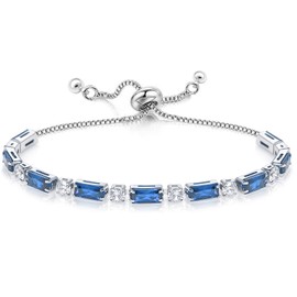 Suyi Tennis Bracelet Birthstone Bracelet with Cubic Ziconia Silver Slider Bracelet Gifts for Birthday December Birthstone Bracelet