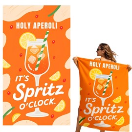 Aperol Geschenk Strandtuch 90x180cm, Aperol Strandtuch XXL 85% Polyester, Saugfähig und Schnell Trocknende, Sandfest Strandhandtuch Groß, Aperol Spritz Accessoires Merch Deko Damen(Holy Aperoli)