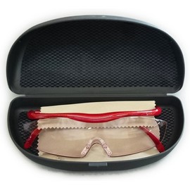Hazuki Loupe Magnifier Glasses Blue Light 35% Eyeglasses Cut (Red, Standard-M(1.32))
