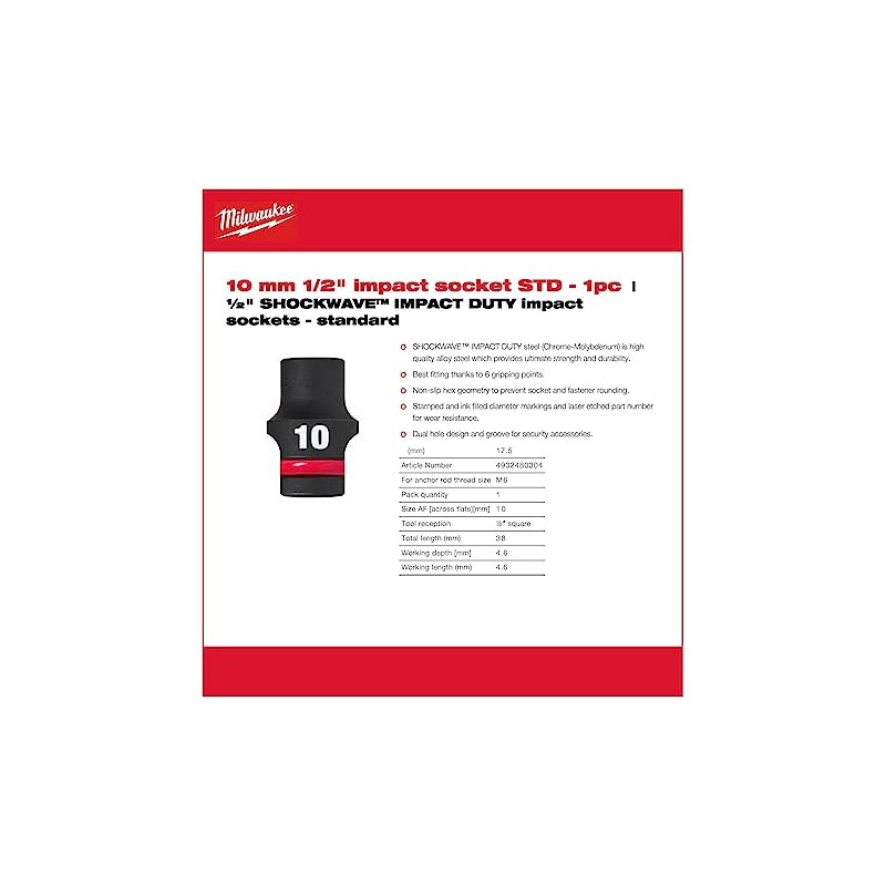 Milwaukee - ½ Shockwave™ Impact Duty Impact Socket - Standard
