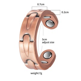 EnerCoppeX Copper Magnetic Ring for Women for Arthritis and Joint, Copper Ring Ladies Fingers Thumb 100% Solid Pure Copper Jewelry Gift Adjustable, Copper, magnets