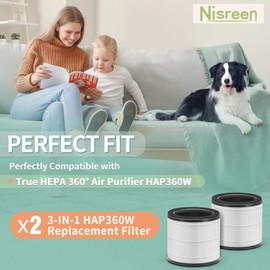 Nisreen HAP360W Air Filter Replacement Compatible with Holmes HEPA 360 HAP360W and Bionaire HEPA 360°, 2-Pack