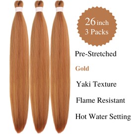 Braiding Hair Pre stretched Honey Ginger Prestretched Braiding Hair for Black Women Kids Ez Braid Twist Braiding Hair Knotless Synthetic Colored Hypoallergenic Hair extensions Long