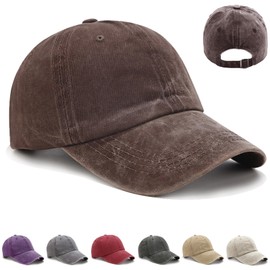 CWENDANER Unisex Baseball Cap, Baseball Cap for Men and Women, 100% Cotton, Vintage Baseball Cap, Adjustable Peaked Cap for Sports, Travel, Outdoor, Plain, Coffee colour, 54-58