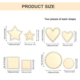 0XBIT Crochet Basket Base, 8 Pieces Bag Base for Crochet, Basket Weave Set, Selfmade Basket Base, Heart Star, Round Basket Base with Holes, for Crochet Bags, Decoration, Creative Crafts