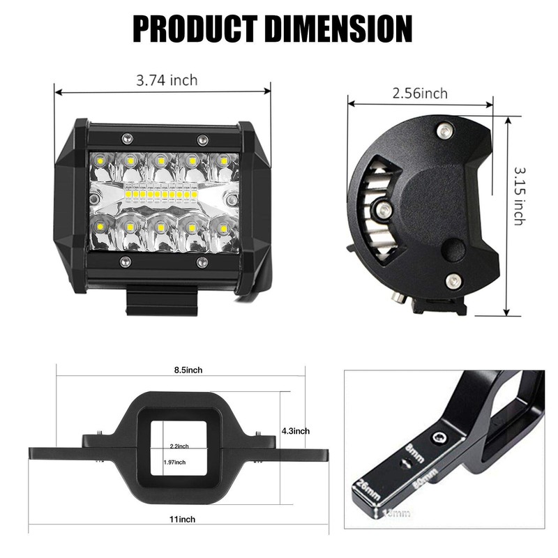 Hitch LED Light, EBESTauto 4 Inch Tow with 2 Inch