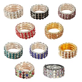 ZNDIJE Sparkling Rhinestone Ring Set Trendy Elastic Rhinestone Crystal Stretch Ring Stackable Jewelry for Women(10 Colors)