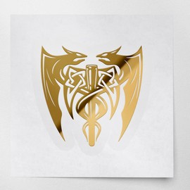 Decal Stickers of Viking Dragons (Metallic Gold) (Set of 2) Premium Waterproof Vinyl Decal Stickers for Laptop Phone Accessory Helmet Car Window Mug Tuber Cup Door Wall - ANDstic540466GO