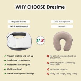 Dresime Nursing Pillow for Breastfeeding Pillows with Removable Wedge Pillow Grey