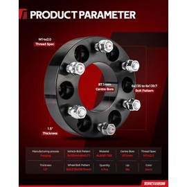 Torchbeam 6x135mm to 6x139.7mm Lug Centric Wheel Adapters 1.5 inch with M14x2 Thread Pitch,87.1mm Hub Bore,4pcs Adapters for F-1-50, Expedition, Navigator, Mark LT,Changes Bolt Pattern
