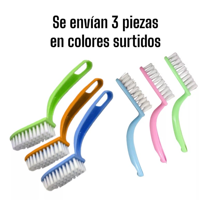Comercial Set 3 Cepillos Limpieza Multiusos Baño Cocina Piso Baldosas