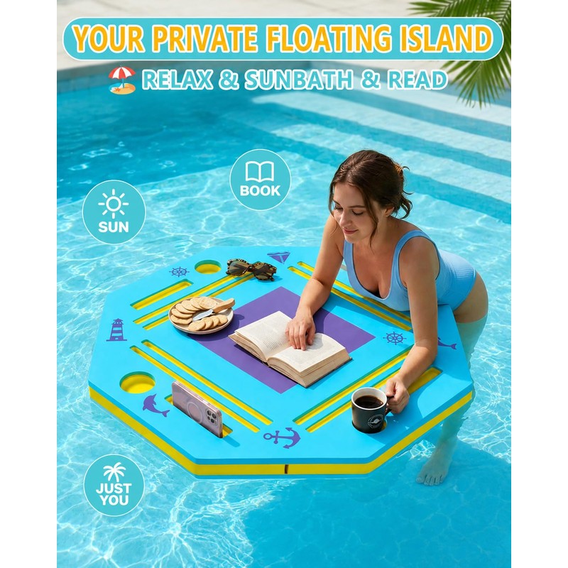 Eolzzi 36" Foldable Floating Mahjong Table for Pool, Poker &