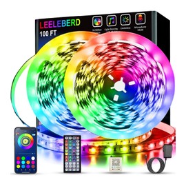 Leeleberd 100ft Led Strip Lights RGB Music Sync Color Changing 100ft, Multicolor Leeleberd