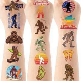 Jungle Sasquatch Temporary Tattoos - 6 Sheets Woodland Giant Theme Birthday Party Favors Decorations Supplies, Adventure Treat Bags for Boys Girls, Classroom School Prize(3 styles)