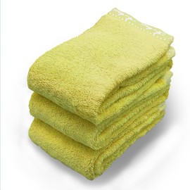Air Kaol Face Towel, Daddy Boy, Lime, Set of 3, Made in Japan, Imabari Towel, Fluffy, Absorbent, Quick Drying, 100% Cotton, Approx. 13.4 x 33.5 inches (34 x 85 cm), Asano Twine