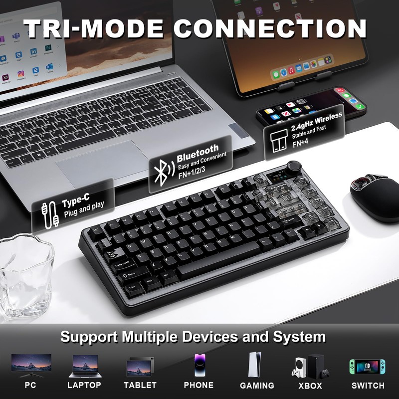 YUNZII B75 PRO MAX 75% Mechanical Keyboard (Black, Cocoa V2)