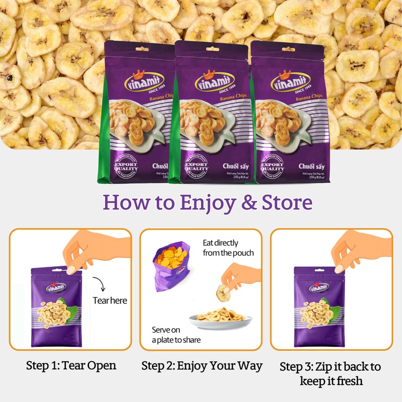 Vinamit Dried Banana Chips | Unsweetened Banana Chips | 8.8