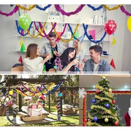 20 m Star Tinsel Garland, Shiny Foil Christmas Tree Garland, Christmas Decoration, Christmas Garland, Hanging Decoration for Wedding, Christmas, New Year's Eve, Birthday Party, Carnival, Fancy Dress