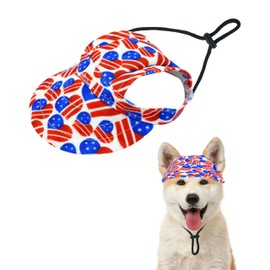 PET SHOW 4th of July Dog Baseball Cap American Flag Dog Visors for Small Doggy Cats Waterproof Pet Sun Hats with Ear Holes Adjustable Drawstring Patriotic Boy Girl Puppy Hat-Independence Day/XXS