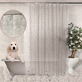 VENICE COLLECTIONS Shower Curtain Liner 3D Semi Transparent Heavy 8G Thick PEVA Waterproof Plastic Metal Grommets and Weighted Magnets 70 x 72 inches with Hooks Bubble Clear