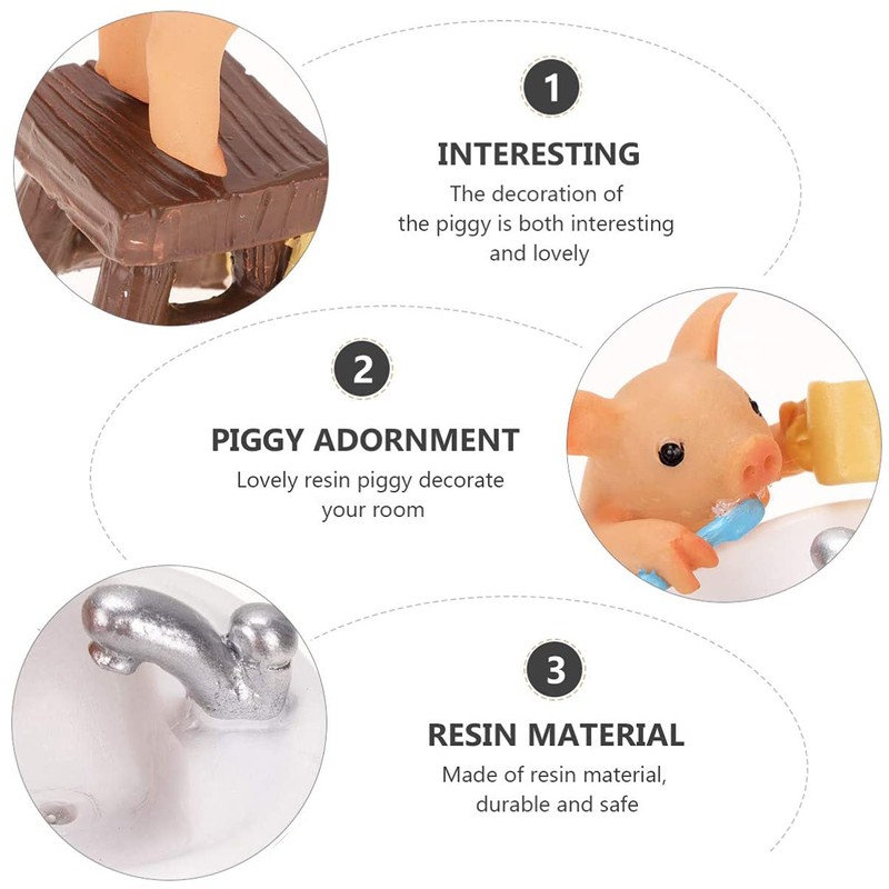 KEEPKAP Pig Statue Mini Pig Figurine, Resin Home Decor, Lucky